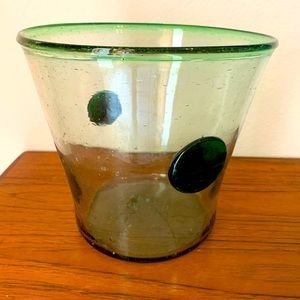 Bubbled Green Glass Ice Bin